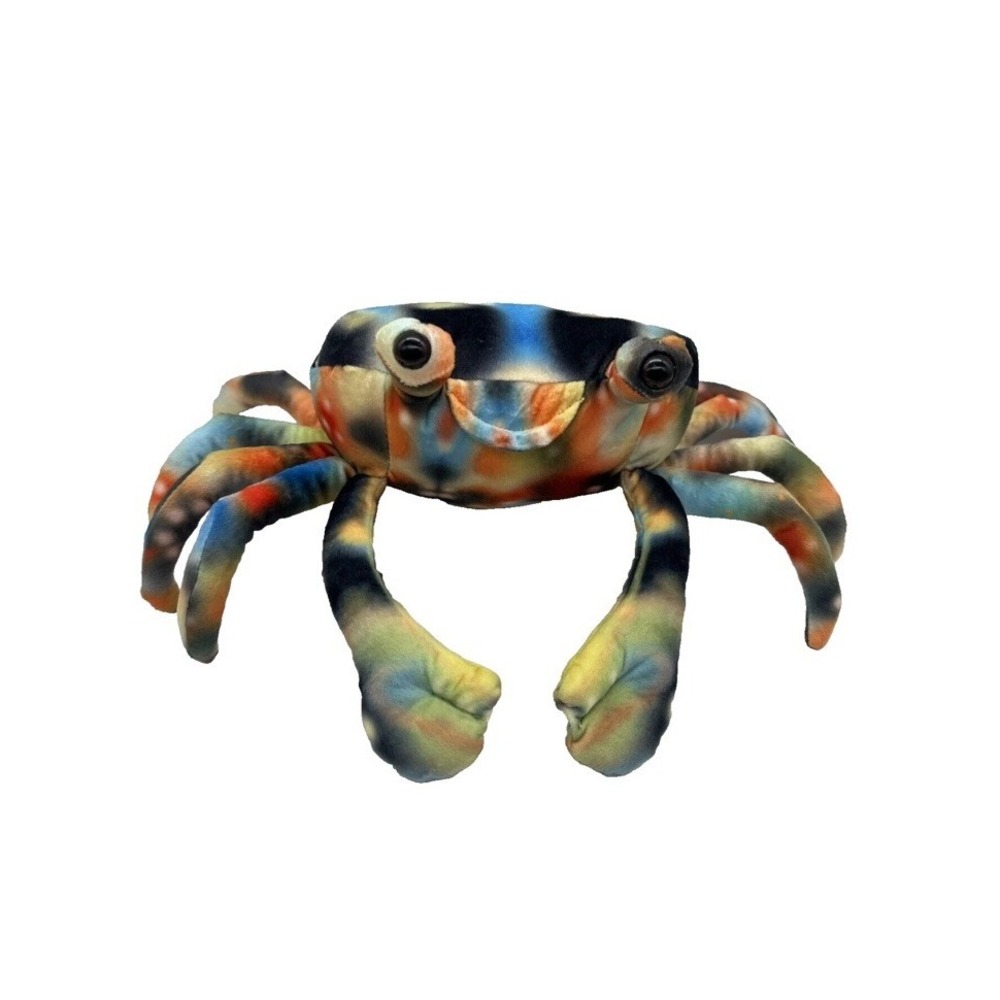 Crab Plush Colorful Tie Dye Soft Stuffed Animal 9" x 7" Orange Blue Walmart